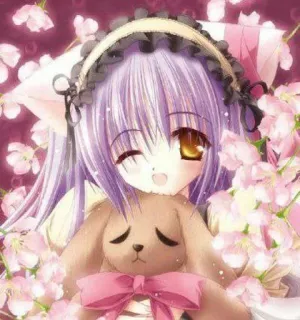 😍 Anime, Ragazza, Carina, Kawaii, Fiori, Orsetto telegram sticker