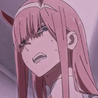 🍝 Zero Two Darling in the Franxx Anime, pinke Haare, Hörner, Zero Two, Darling in the Franxx, wütend telegram sticker