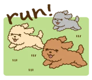 😁 RUN! cães, correndo, animais, fofo, desenho animado whatsapp sticker