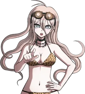 🔩 Miu Iruma Danganronpa anime girl, bikini, goggles, blonde hair, Danganronpa telegram sticker