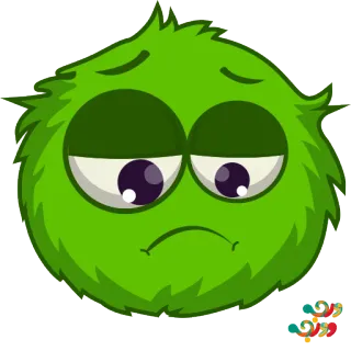 😔 verde, monstruo, triste, esponjoso, dibujos animados, emoji whatsapp sticker