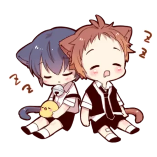 🍓 Anime, Chibi, Fofo, Kawaii, Sono, Orelhas de gato, Dormindo telegram sticker