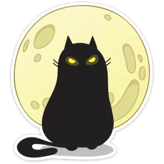 🌚 gato, luna, gato negro, halloween, noche, pegatina telegram sticker