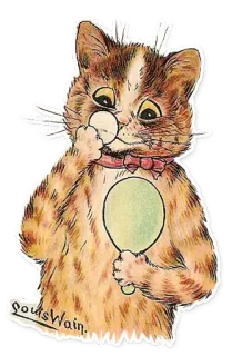 😌 Louis Wain. cat, kitten, vintage, illustration, Louis Wain, anthropomorphic telegram sticker