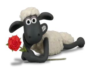 🌹 Shaun the Sheep pecora, rosa, animale, cartoni animati, animazione in plastilina telegram sticker