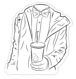 🥤 Anzug, Fliege, Kaffee, Getränk, Strichzeichnung, Aufkleber whatsapp sticker