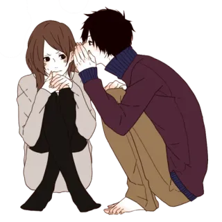 ❤ anime style, whispering, couple, relationship, cute telegram sticker