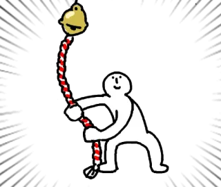 ⛩️ Strichmännchen, Glockenläuter, Cartoon, Weiß, Schwarz whatsapp sticker