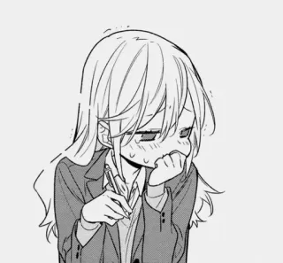 🌟 Anime, Manga, Cô gái, Đồng phục học sinh, Bút, Buồn telegram sticker