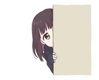 🤫 Anime, Menina, Espiando, Fofo, Escondido, Desenho animado, Kawaii whatsapp sticker
