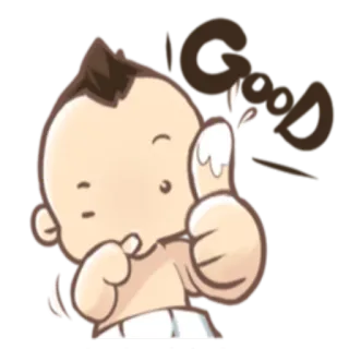 😁 Good bebé, pulgar arriba, positivo, lindo, dibujos animados, bien, aprobación whatsapp sticker