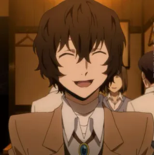 ☄ Osamu Dazai Bungou Stray Dogs anime, Bungo Stray Dogs, Osamu Dazai, personaje, sonriendo, feliz whatsapp sticker