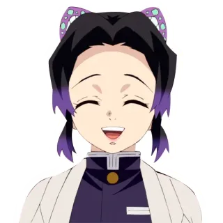 ☺️ Shinobu Kocho Demon Slayer อนิเมะ, ดาบพิฆาตอสูร, ชิโนบุ โคโจ, ตัวละคร, ยิ้ม telegram sticker