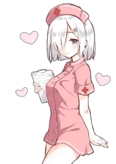 💕 Anime, Verpleegster, Schattig, Roze, Hart telegram sticker