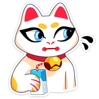 😨 cat, drinking, cartoon, animal, juice whatsapp sticker