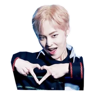 ❤️ kpop, xiumin, gesto de corazón, minseok, cantante, lindo, ídolo whatsapp sticker