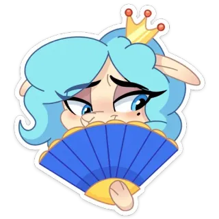 ☺️ Cartoon, Prinzessin, Fan, Krone, Weiblich, Figur, Aufkleber telegram sticker