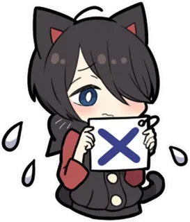❌ 애니메이션, 고양이 귀, 슬픈, 실패, 만화, X 표시 telegram sticker