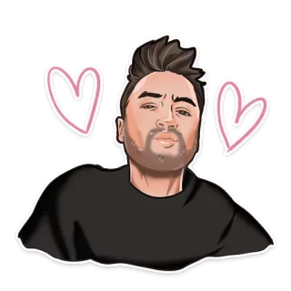 😘 man, hearts, cartoon, sticker, person, love telegram sticker