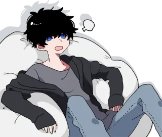 😪 Anime, Con trai, Hoạt hình, Thư giãn, Ngồi, Thường ngày telegram sticker