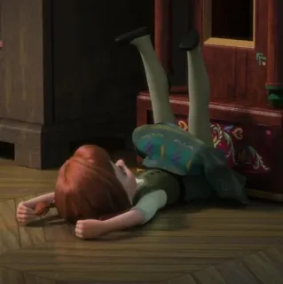 😓 Anna Frozen cartoon, character, woman, floor, animated telegram sticker