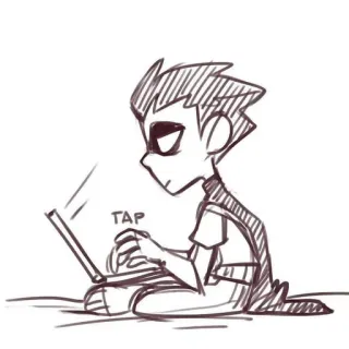 ♟ Robin Teen Titans TAP Robin, Teen Titans, dactylographie, ordinateur portable, dessin animé whatsapp sticker