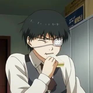 🌟 Ken Kaneki Tokyo Ghoul anime, character, eyepatch, sandwich, tokyo ghoul, ken kaneki telegram sticker