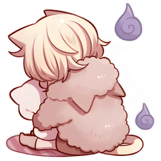 😞 gatto, anime, kawaii, carino, creatura, fantasy whatsapp sticker