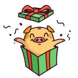 🎁 porco, presente, presente, fofo, animal, desenho animado telegram sticker