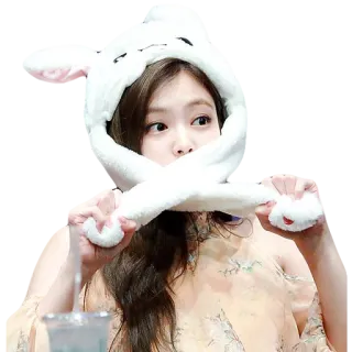 😶 kpop, vrouw, hoed, leuk, aziatisch, konijn telegram sticker