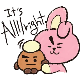 😌 It's Alright cute, cartoon, optimistic, encouragement, kawaii, bunny, friendship telegram sticker
