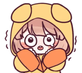 🥶 Anime, Mädchen, Süß, Kawaii, Hoodie, Gelb telegram sticker