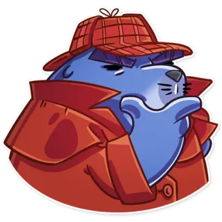 🤔 detective, foca, dibujos animados, sombrero, abrigo, gracioso whatsapp sticker