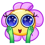 🤩 bunga, emoji, imut, mata berkilau, kartun, tanaman telegram sticker
