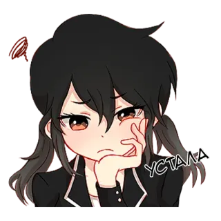 😪 Устала stanco/a, anime, ragazza, espressione whatsapp sticker