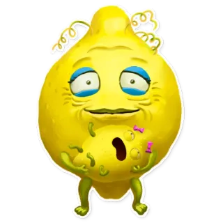🤕 limão, desenho animado, adesivo, engraçado, estranho, fruta telegram sticker