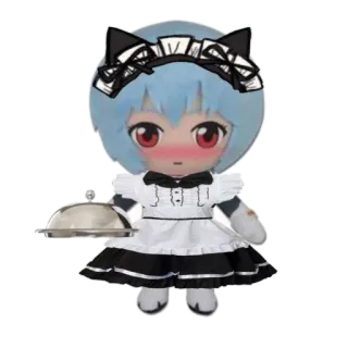 😳 Rei Ayanami Evangelion anime, manga, rei ayanami, maid, chibi telegram sticker