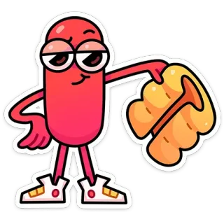 😏 만화, 캐릭터, 웃긴, 빨간색, 캐주얼, 사람 telegram sticker