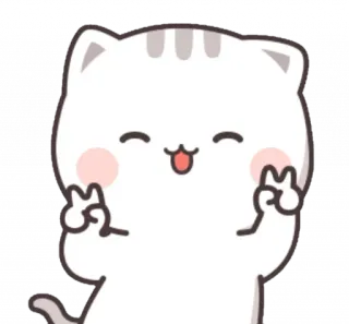 ✌️ kat, schattig, sticker, kawaii, vredesteken telegram sticker