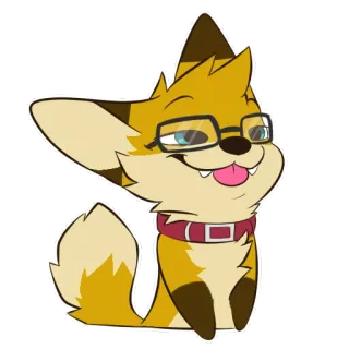 🙂 fox, glasses, collar, cartoon, animal, sticker telegram sticker