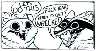 🥊 LETS DO THIS
FUCK YEAH
READY TO GET WRECKED kucing, rakun, binatang, kartun, kata kasar telegram sticker