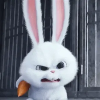 🐰 Snowball The Secret Life of Pets Hase, Kaninchen, Tier, Cartoon, wütend, Karotte telegram sticker