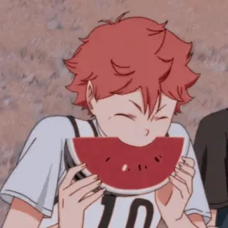🌌 Shoyo Hinata Haikyuu!! anime, haikyuu, shoyo hinata, volleyball, cute, watermelon telegram sticker