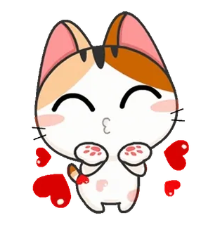😘 mèo, trái tim, dễ thương, hoạt hình, kawaii, động vật telegram sticker