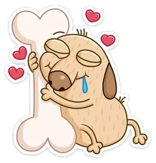 💕 dog, bone, love, hearts, cartoon, animal, sticker telegram sticker
