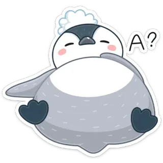 ❓ A? pinguïn, schattig, vraag, vogel, dier telegram sticker