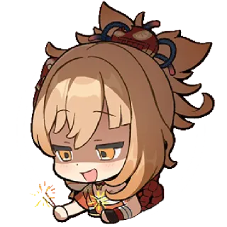 🎇 Yoimiya Genshin Impact Videospiel, Anime, Yoimiya, Feuerwerk, Chibi telegram sticker