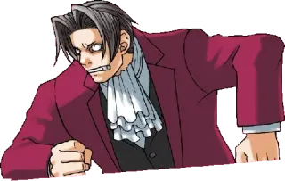 😡 Miles Edgeworth Ace Attorney 怒り, アニメ, 弁護士, 異議あり, イライラ telegram sticker