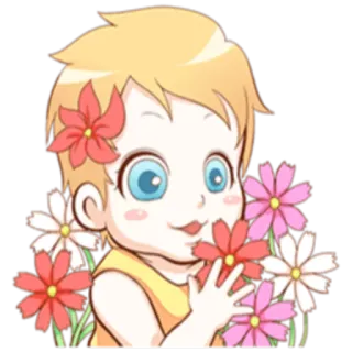 🌺 Kind, Blume, Cartoon, Baby, süß whatsapp sticker