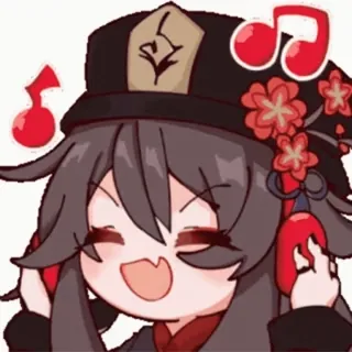 🥳 Hu Tao Genshin Impact Hu Tao, Genshin Impact, Anime, Videojuego, Sticker, Música, Auriculares whatsapp sticker
